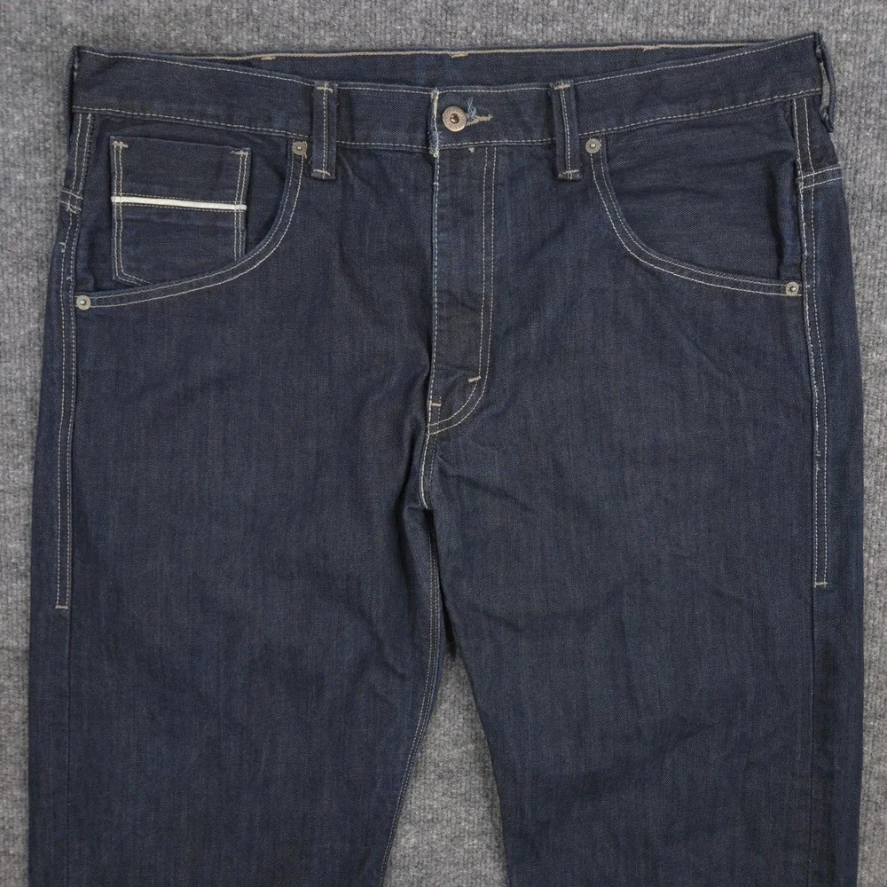 Levis 569 Jeans Mens 38X27* Blue Loose Straight Flap Pockets Dark Wash‎ Denim
